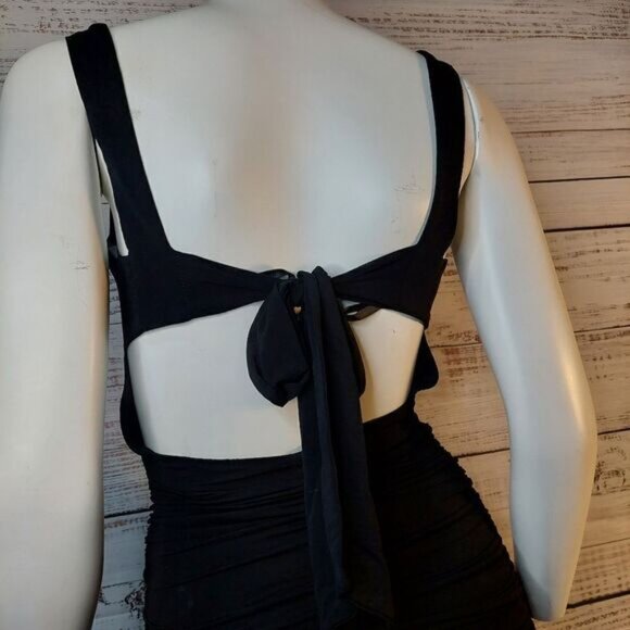 Le chateau Black Long Ruched Knit Formal Dress XXS - Picture 13 of 15